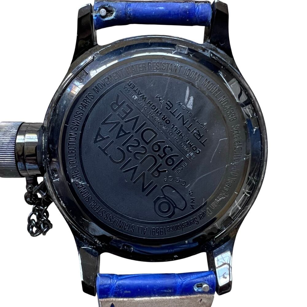 Invicta Russian Diver model 4338 Men’s watch w/ adj blue leather strap - Picture 5 of 7